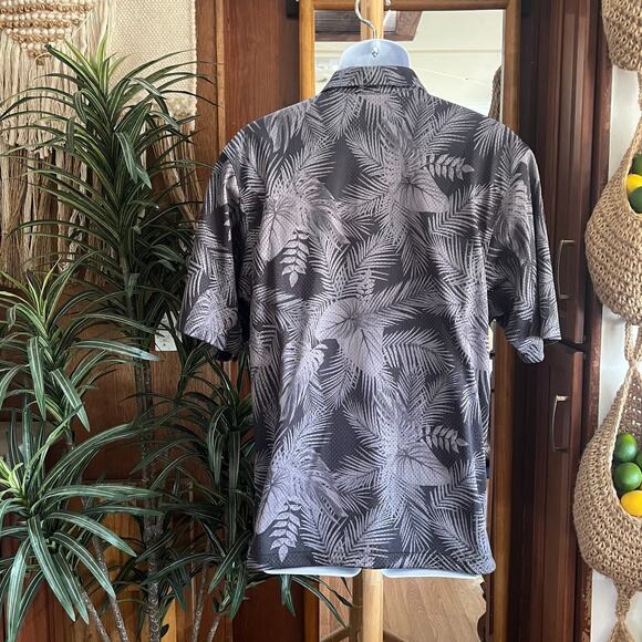 Nike Dri-FIT Camp Shirt S Black Gray Tropical Aloha Floral Golf Resort Button Up - Picture 2 of 11